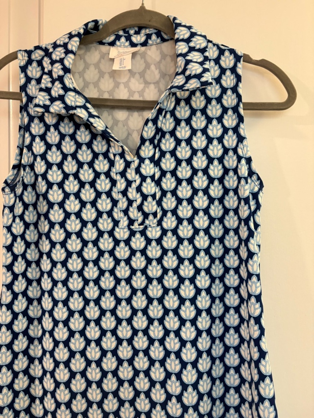 Sigrid Olsen Navy and Cream Sleeveless Collared Camisole